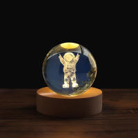 Luz Nocturna De Cristal 3D 6cm Con Astronauta Y Sistema Solar Saturno Vía Láctea Luz De Planetas Grabado Por Láser Regalo Para Niños - details 9