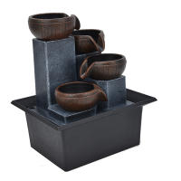 Fuente De Agua Para Mesa Con Luz LED Amarilla Decoración De Oficina Y Sala De Meditación Estilo Feng Shui Relajante Figura De Plástico - details 5