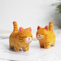 Adorno De Gato De Madera Hecho a Mano Ornamento De Animal Creativo Para Escritorio Decoración De Artesanía Tamaño Pequeño - details 1