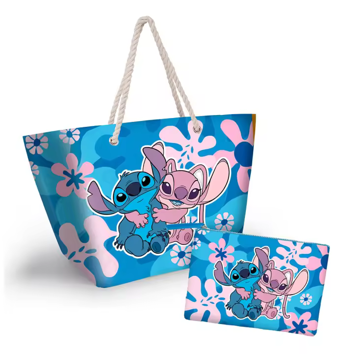 KARACTERMANIA - Bolsa de Playa Soleil con Neceser de Regalo. Lilo y Stitch Hug - 1