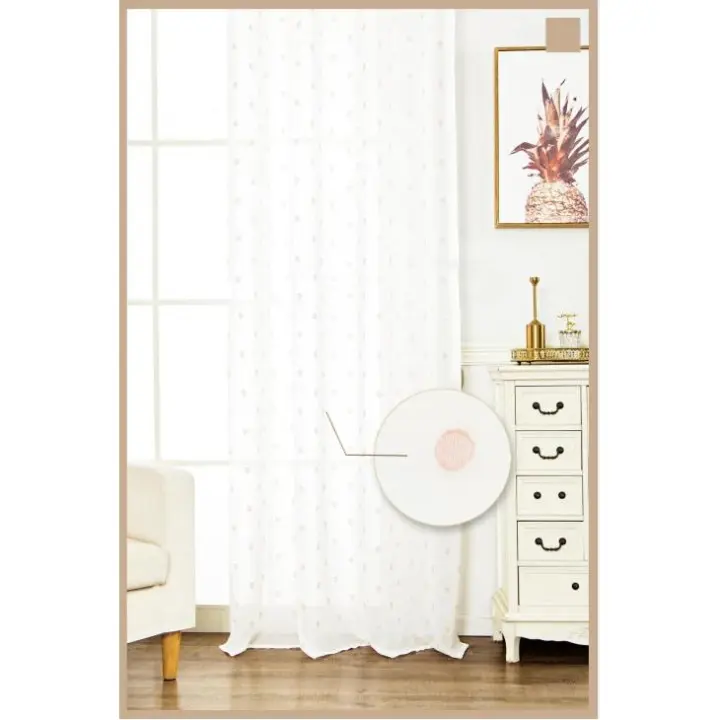 Cortina De Visillo Gasa Con Estampado De Puntitos Poliéster 150x260cm - 1