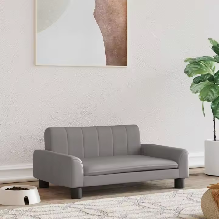 Cama para perros de cuero sintético gris 70x45x30 cm - 1