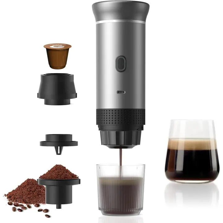 Cafetera espresso portátil para camping, máquina de café expreso, Eléctrica, 3 en 1, cafetera en Polvo para el hogar, Viajes, camping - 1