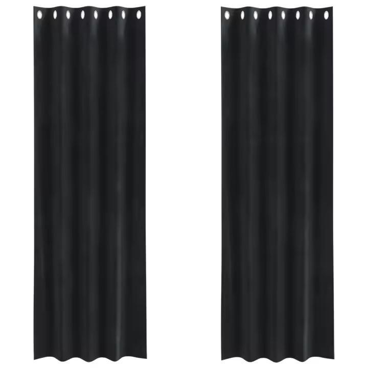 Cortinas opacas vidaXL con ojales 2 piezas de terciopelo negro - 1