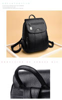 Mochila Para Mujer 2022 Nueva De Cuero Suave De Alta Calidad Banda De Hombro Arco Gran Capacidad Para Viajes Y Escuela Color Negro - details 7