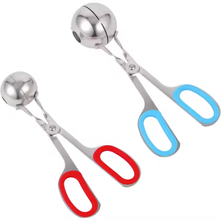 2 paquetes de carne sin palo, albóndigas de acero inoxidable con asas antideslizantes desmontables, pinzas de carne (1,38 "y 1,78") - 1
