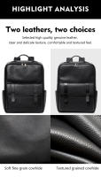 Mochila Para Hombre De Cuero Genuino Grande Capacidad Con Bolsillo Para Portátil De 15.6 Pulgadas Diseño Moda Múltiples Bolsillos Bolsa Escolar - details 4