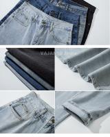 Nuevos Jeans Casuales Para Hombre 2024 Estilo Coreano Hip Hop Rectos De Pierna Ancha Pantalones Vaqueros Couple En Negro Y Azul Claro Cierre De Cremallera Talla Media - details 16