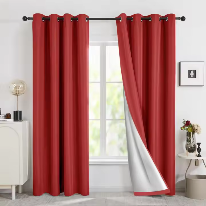 Deconovo Cortinas Dormitorio Térmicas Asilantes para Ventanas con Forro de Gris Plata 2 Piezas 140 x 245 cm Negro - 1