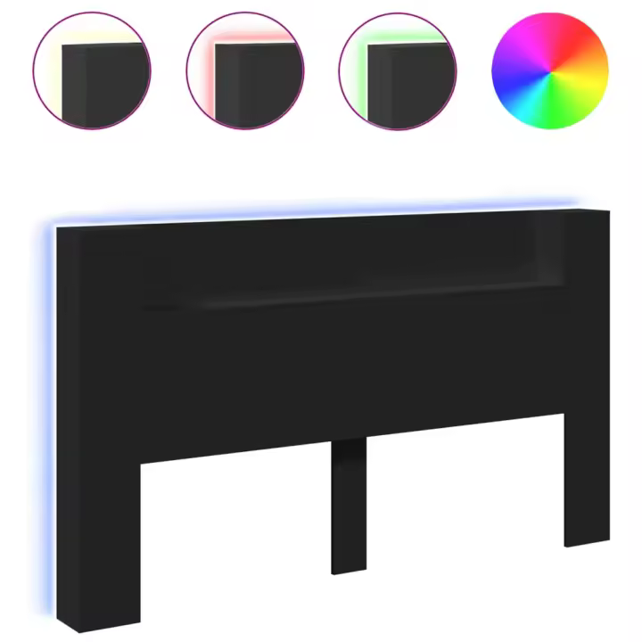 vidaXL Cabecero de cama con LED negro 180x16,5x103,5 cm - 1