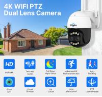 La cámara de seguridad inalámbrica Hiseeu 4K 8MP, con doble lente, zoom 8X, audio bidireccional, visión nocturna a todo color, detección de humanos, seguimiento automático, panorámica de 355° y inclinación de 90°, resistente al agua IP66 - details 0