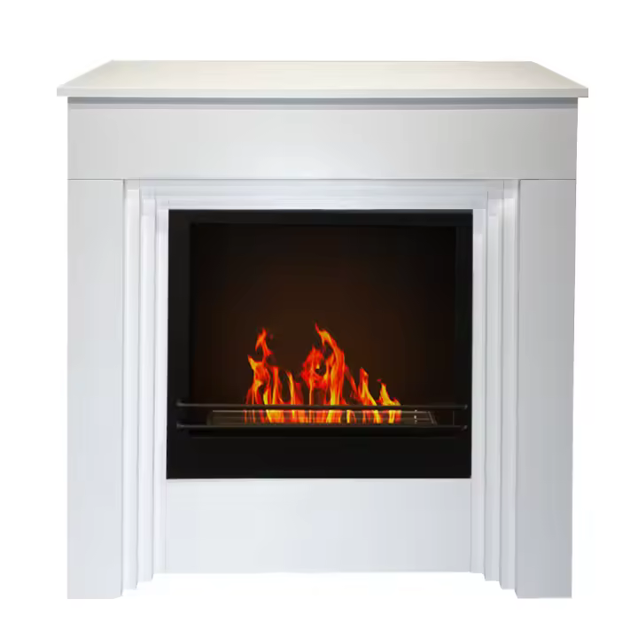 Chimenea de Bioetanol de pie BELLINI de Madera Blanca, fabricada en Italia (Ancho X Fondo X alto) 96 cm. - 1