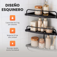 RELAXTY Estantería Telescópica Baño 100-260cm - Esquinero Ducha sin Taladro con 4 Baldas. Organizador Ajustable Premium. - details 1
