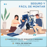 AIYAPLAY Tobogán Infantil 2 en 1 Tobogán para Niños de 18 a 36 Meses con 2 Escaleras 1 Canasta de Baloncesto y Patrón de Tigre para Interior 133x60x70 cm Azul y Gris - details 6