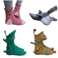 Calcetines de DOT de Cocodrilo Mujer/Hombre Creative modelo animal y calcetines de Tobillo cálidos sumidero Piso interior en invierno - details 2