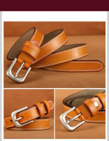 Cinturón De Cuero Genuino Para Mujer Calidad Vintage Moda Cinturón De Cintura Con Hebilla De Punta Lujo Marca Marrón Sólido DT025 - details 4