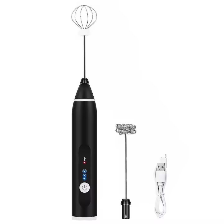 BIT Espumador de leche eléctrico de mano, batidor de acero inoxidable, minilicuadora, recargable de 3 velocidades - 1