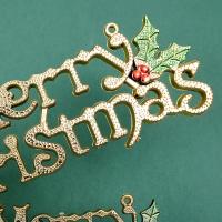 Colgante De Navidad Con Logo Árbol De Navidad Decoración De Letras Inglesas Doradas 3D Colgante De Plástico Para Adornos Navideños - details 10