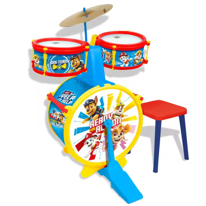 Bateria sencilla Paw Patrol con banqueta 55x36x38 cm (Reig 2511) - 1