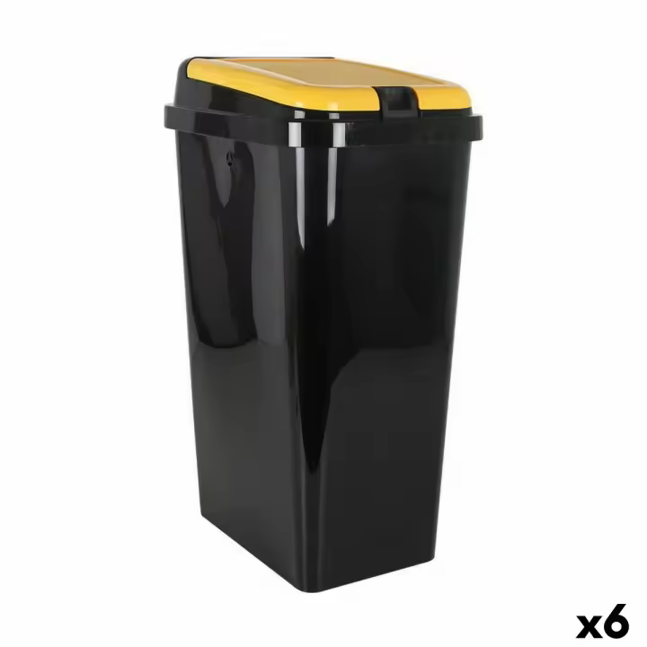 Cubo de Basura para Reciclaje Tontarelli Amarillo 45 L (6 Unidades) - 1