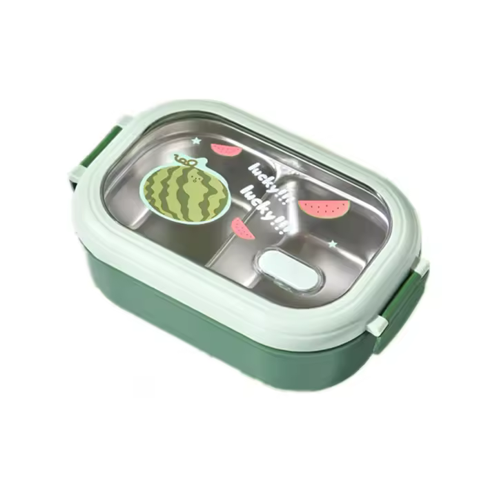 Caja de almuerzo, caja de almuerzo térmica duradera hecha de acero inoxidable, segura, portátil para oficina (verde) - 1