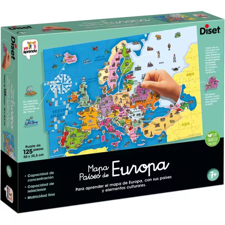 Diset - Países de Europa, Puzle educativo para aprender la geografía europea a partir de 7 años (68947) - 1