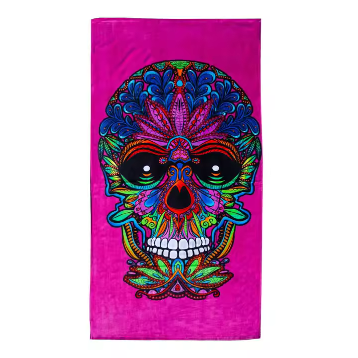 TOALLA ESTAMPADA CALAVERA FUCSIA - 1