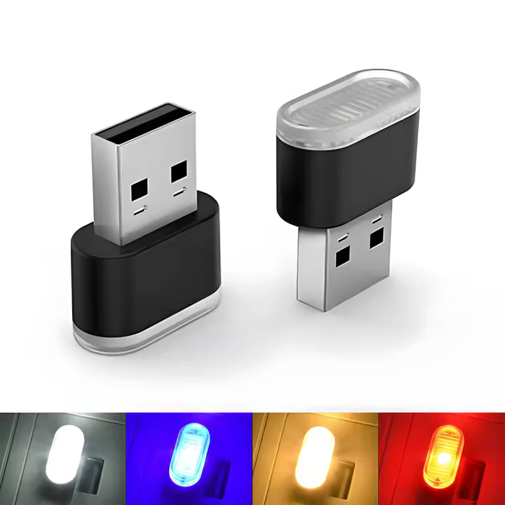 Luz LED USB Mini Para Interior De Coche Decorativa Neón Portátil Nocturna Plug And Play 1-5 Pack Luz De Emergencia - 1