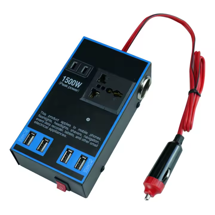 Inversor De Coche 12V 24V a 1500W Multifuncional Para Camión Y Hogar Convertidor De Energía Con Salidas De Caja De Pared - 1