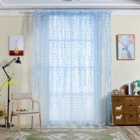 Cortinas Verdes De Hojas De Sauce 2 Paneles Diseño De Estampado Transparentes Cortina Voile Para Decoración De Habitaciones Y Salones - details 1