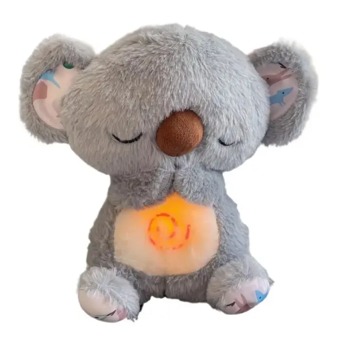 Juguete De Alivio Del Estrés De Oso Koala Suave Para Niños Y Bebés Con Luz Y Características Respiratorias Peluche Con Relleno De Poliéster - 1