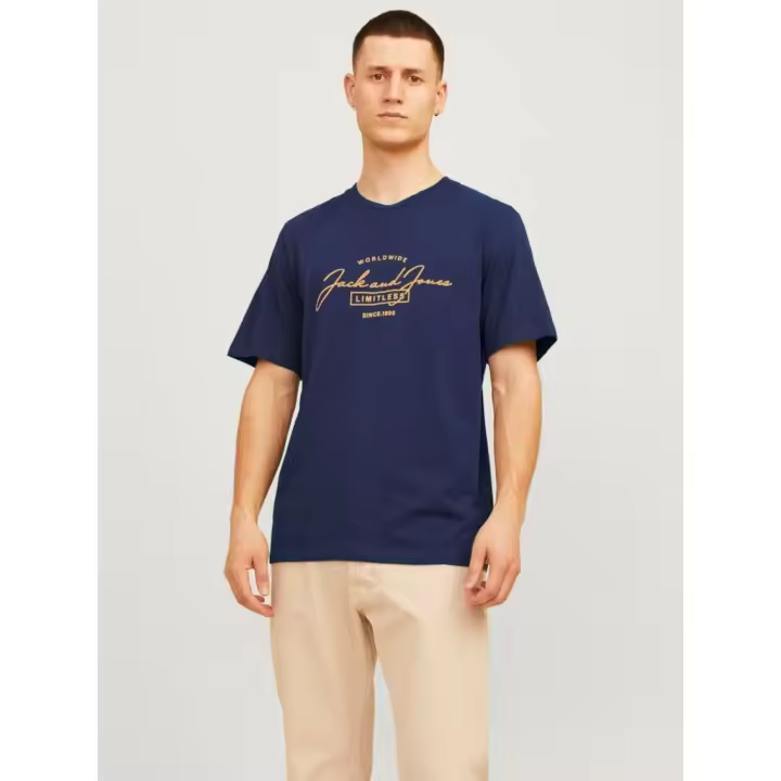 Jack & Jones Ferris Logo Grande Camiseta Manga Corta Color Azul Marino - Suave, Perfecto Para El Uso Diario - 1