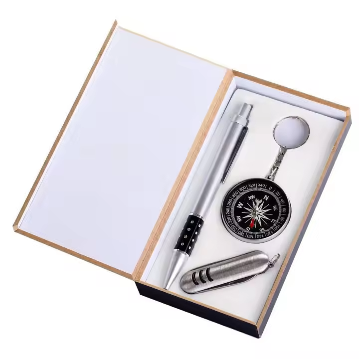 Disok Bolígrafo + Navaja + Brújula en Caja de Madera - Regalo Completo para Hombres - 1