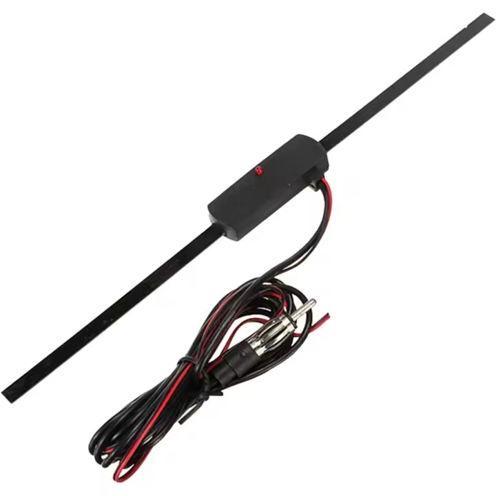 Antena amplificada coche AM FM interior luneta adhesiva con cable - 1