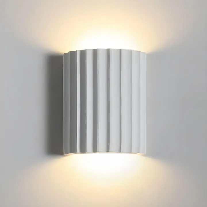 Aplique de pared blanco moderno, apliques de pared de 2 luces, diseño de medio cilindro, minilámpara de pared contemporánea, pantalla de yeso de resina, lámpara de pared de 6,5 pulgadas - 1