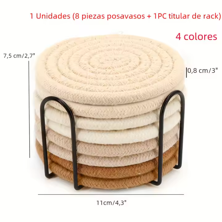 Juego De 8 Tapetes De Vino Tejidos Resistente Al Calor Absorbentes Para Bebidas Como El Café Y El Té Accesorio Decorativo Ecológico - 1