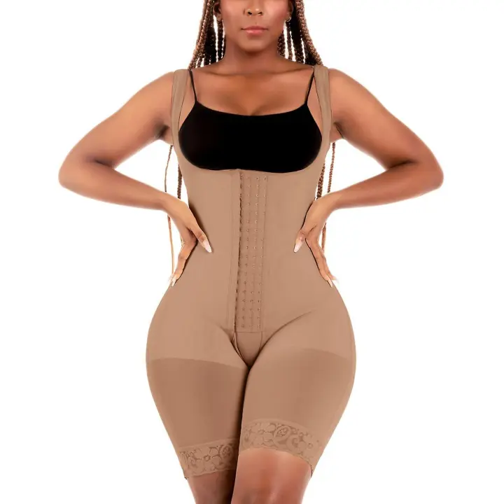 Fajas Colombianas Bum Lift Tummy Control Shapewear Mid Thigh Open Bust Skims Bodysuit For Daily Or Postpartum Use Black - 1