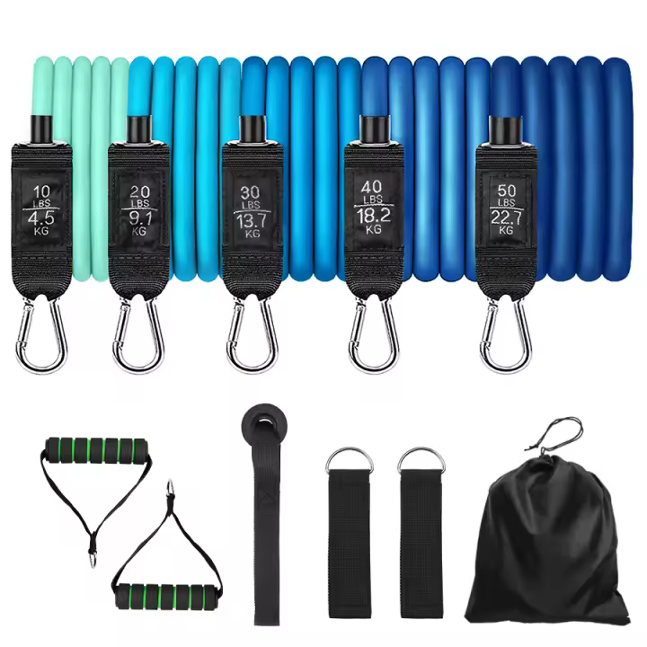 Conjunto De Bandas De Resistencia Para Fitness Y Yoga 5 Tubos Ejercitación En Casa Con Anclaje Para Puerta Y Cadenas Para Tobillo Equipo De Gimnasio - 1