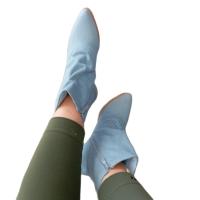 Botines para Mujer, Cowboy Azul Tejana, Primavera Verano, Tacones Bajos, Caña Baja, Punta Fina, Moda Informal Camperas - details 1