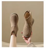 Botas De Tobillo Para Mujer Botines De Invierno Con Tacón Y Peluche Encima De La Rodilla Zapatos De Cuña Para Otoño Y Primavera - details 17