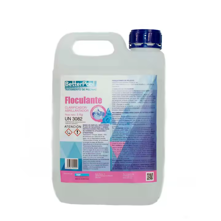 Floculante Clarificador Líquido para Piscinas - BETTERPOOL Tratamiento de Piscinas - Elimina las Partículas Turbias en el Agua de tu Piscina - Fácil de Usar - Gran Poder Floculante. Fabricado en España - 1