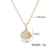 Collar De Lujo Pequeño Para Mujer Con Colgante De Concha Y Zirconia Micro En Cobre Accesorios Minimalistas De Moda - details 1