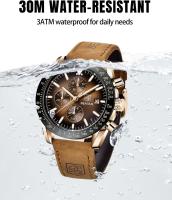 Relojes para Hombre Analógico Movimiento Cuarzo Cronógrafo Impermeable Bright Fashion Casual Reloj de Pulsera Correa de Cuero Elegant Gift para Hombre - details 2