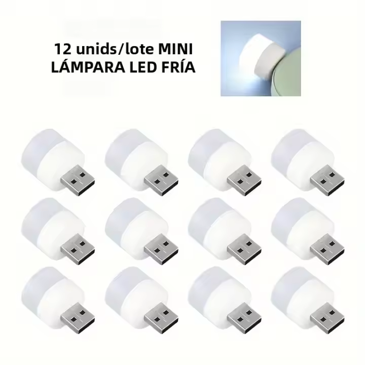 12PCS Lámparas LED De Lectura USB Mini Luz Nocturna Blanca Cálida Protección Ocular Para Libros Y Carga De Móviles Y PC - 1
