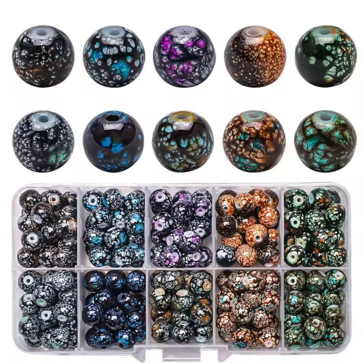 Kit De Bricolaje Para Ropa 200Pcs/Box 8MM Con Cuentas De Vidrio Y Piedras Naturales Para Fabricación De Joyería Collares Y Aretes - 1