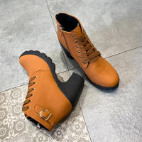 Botas De Tacón Alto Para Mujer 2023 Primavera Invierno Calidad Superior Con Cordones Modernas Europeanas PU Botines De Tacón Con Entrega Rápida - details 19