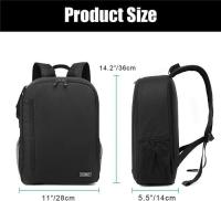 Mochila para Cámara DSLR, impermeable, compatible con portátiles de 13-14 "y accesorios (2,0, pequeña, negra) - details 2