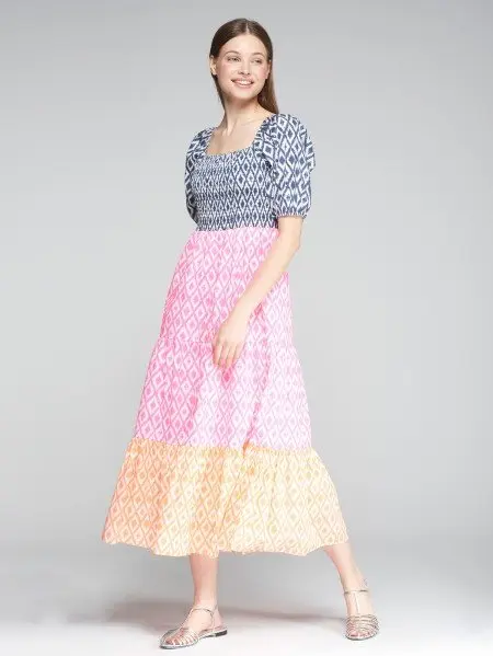 VESTIDO TORA IKAT FLUOR ROSA - 1