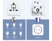 Adaptador clavija corriente de viaje, universal, apto para diversos paises - details 1