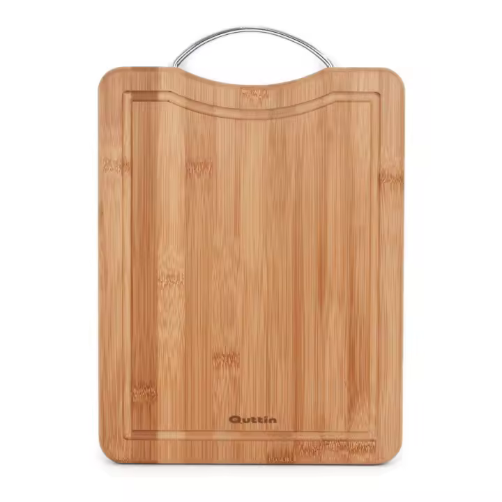Quttin - Tabla de Cortar Bambú/Metal 32.5x25x1.7cm - Resistente y Antideslizante para Todo Tipo de Alimentos - 1